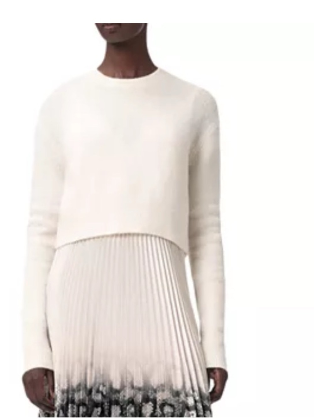 ALL SAINTS Ivory Cropped Crewneck Sweater